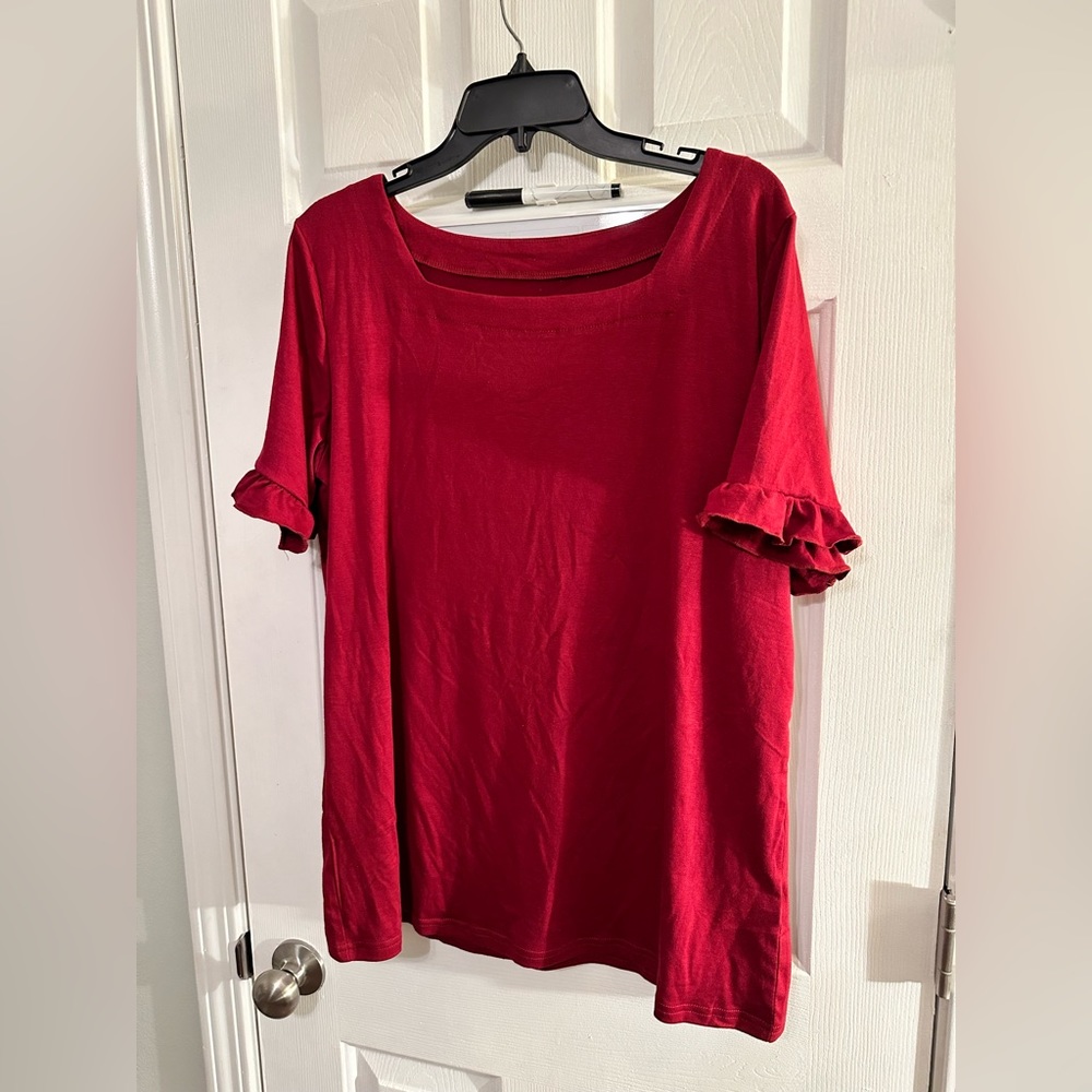 Unbranded Short Sleeve Top Flair Sleeve Square Neck Women’s Large